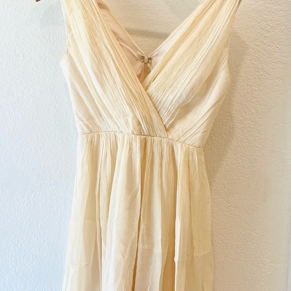 J Crew Champagne Silk Chiffon Sleeveless Heidi Dress Size 0 - Picture 2 of 3